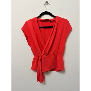 NWOT Aritzia Babaton Cherry Red Chronical Blouse Sz S $88 MSRP
